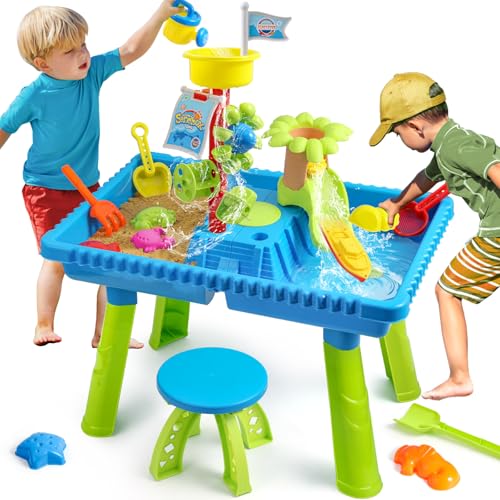 KNASON Wasserspieltisch Kinder Outdoor,2 IN 1 Sand und Wasserspieltisch mit 37 Teilen Wassertisch Zubehör,Großer Activity Sensory Table Spielzeug auf Hinterhof Strand Sommer für Kinder 3 4 5 8 KNASON Wasserspieltisch Kinder Outdoor,2 IN 1 Sand und Wasserspieltisch mit 37 Teilen Wassertisch Zubehör,Großer Activity Sensory Table Spielzeug auf Hinterhof Strand Sommer für Kinder 3 4 5 8 von KNASON