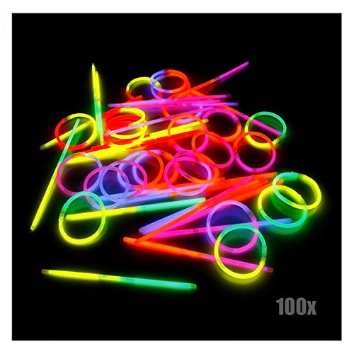 KNIXS 100 Arm-Knicklichter - einzigartige Bicolor/zweifarbig im Fünf-Farb-Mix Leuchtend inklusive 100x 2D Verbinder - abgepackt in 4X 25er Rollen - 8 Stunden Leuchtdauer von KNIXS
