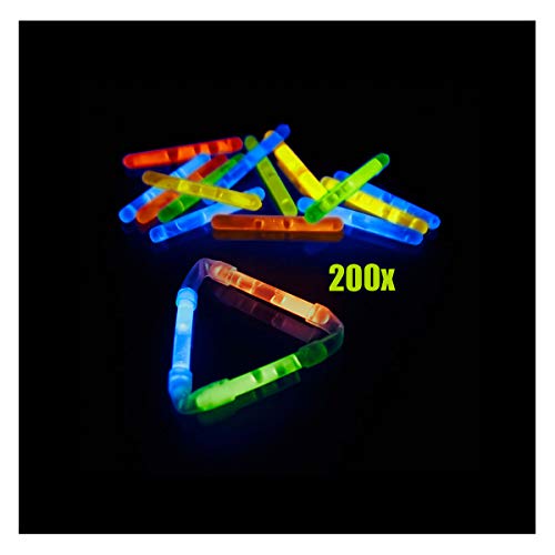 KNIXS 200 Stück Micro Mini Knicklichter Vorteilspack - im 4-Farb-Mix Leuchtend - 40 mm x 4,5 mm für Party/Angelsport (Bissanzeiger) / Luftballons oder als Dekoration von KNIXS