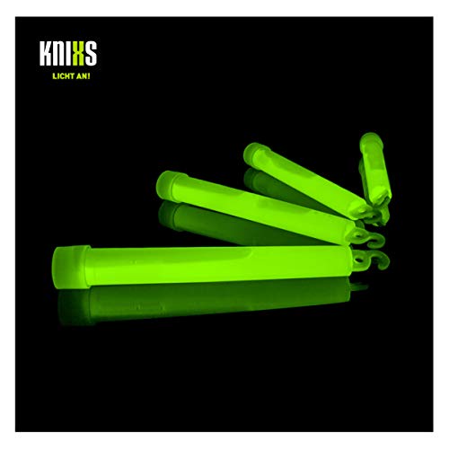 KNIXS 25er Pack Power-Knicklichter/Knicklicht (15cm) inkl. Spezialhaken und Befestigungsband - grün Leuchtend für Party, Festival, Outdoor oder als Dekoration von KNIXS