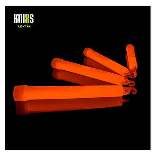KNIXS 25er Pack Power-Knicklichter/Knicklicht (15cm) inkl. Spezialhaken und Befestigungsband - orange Leuchtend für Party, Festival, Outdoor oder als Dekoration von KNIXS