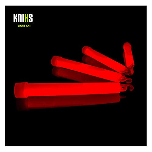 KNIXS 25er Pack Power-Knicklichter/Knicklicht (15cm) inkl. Spezialhaken und Befestigungsband - rot Leuchtend für Party, Festival, Outdoor oder als Dekoration von KNIXS