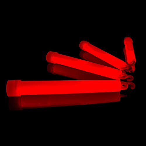 KNIXS 25er Pack Power-Knicklichter/Knicklicht (15cm) inkl. Spezialhaken und Befestigungsband - rot Leuchtend für Party, Festival, Outdoor oder als Dekoration von KNIXS