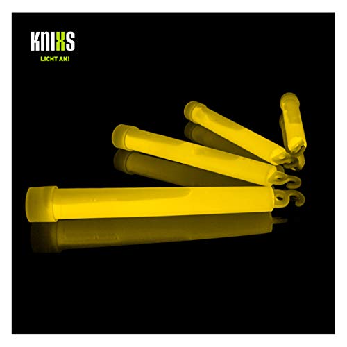 KNIXS 25er Pack Power-Knicklichter/Knicklicht (15 cm) inkl. Spezialhaken und Befestigungsband - Gelb Leuchtend für Party, Festival, Outdoor oder als Dekoration von KNIXS
