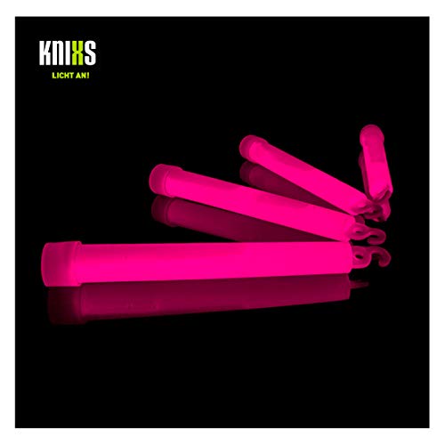 KNIXS 25er Pack Power-Knicklichter/Knicklicht (15cm) inkl. Spezialhaken und Befestigungsband - pink Leuchtend für Party, Festival, Outdoor oder als Dekoration von KNIXS
