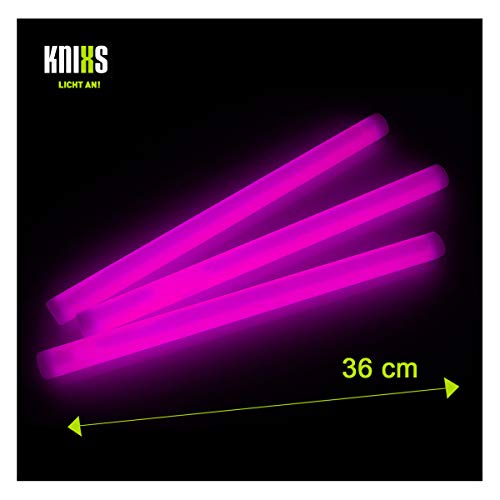 KNIXS 5er Set - Premium Monster-Knicklichter/Mega-Knicklicht 36cm lang - Extreme Leuchtkraft und Lange Leuchtdauer - Pink Leuchtend - für Party, Festival und Outdoor von KNIXS