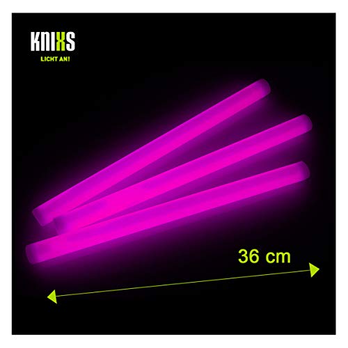 KNIXS 5er Set - Premium Monster-Knicklichter/Mega-Knicklicht 36cm lang - Extreme Leuchtkraft und Lange Leuchtdauer - Pink Leuchtend - für Party, Festival und Outdoor von KNIXS