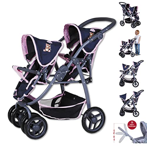 KNORRTOYS.COM 16435 Zwillingspuppenwagen Milo-Navy Bear, Dunkelblau, pink KNORRTOYS.COM 16435 Zwillingspuppenwagen Milo-Navy Bear, Dunkelblau, pink von KNORRTOYS.COM