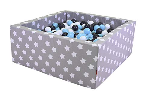 KNORRTOYS.COM 68061 - Bällebad Soft eckig - Grey White Stars - 100 Balls Creme/Grey/lightblue von KNORRTOYS.COM