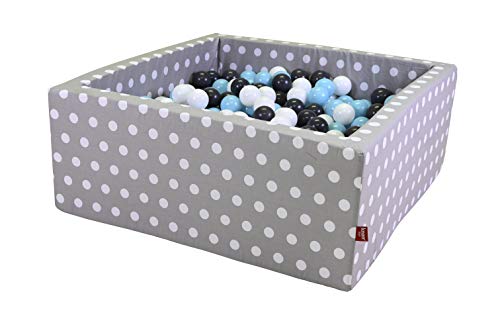 KNORRTOYS.COM 68064 - Bällebad Soft eckig - Grey White dots - 100 Balls Creme/Grey/lightblue von KNORRTOYS.COM