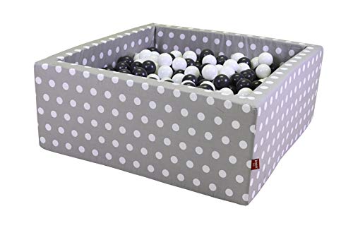 Knorrtoys 68065 - Bällebad Soft eckig - Grey White dots - 100 Balls Grey/Creme von KNORRTOYS.COM
