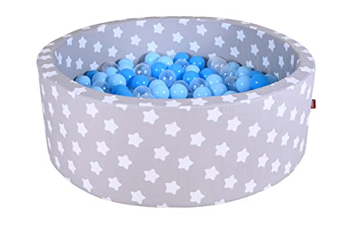 KNORRTOYS.COM 68163 - Bällebad Soft - Grey White Stars - 300 Bälle Soft Blue/Blue/transparent von KNORRTOYS.COM