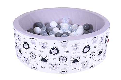 Knorrtoys 68090 68090-Bällebad Soft-Cute Animals-150 Balls Grey/White/transparent von KNORRTOYS.COM