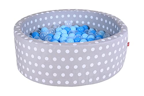 KNORRTOYS.COM 68153 - Bällebad Soft - Grey White dots - 300 Bälle Soft hellblau/blau/transparent von KNORRTOYS.COM