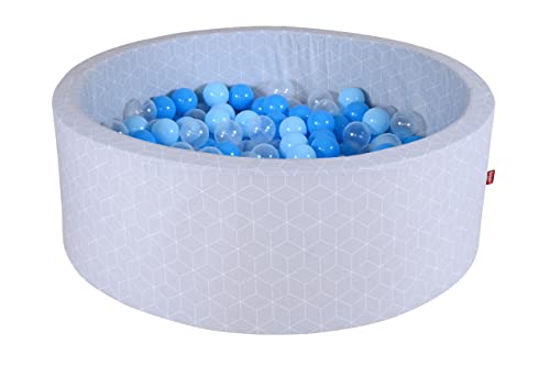 Knorrtoys 68190 - Bällebad soft - "Geo cube grey" - 300 Bälle soft blue/blue/transparent von KNORRTOYS.COM