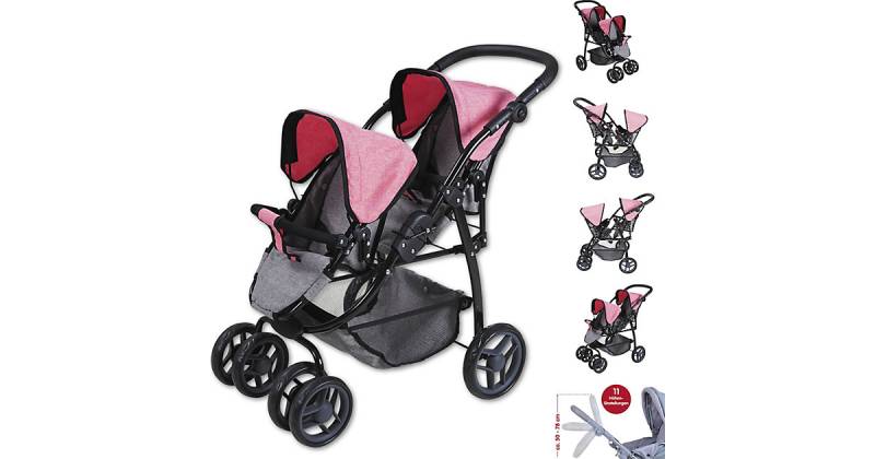 Zwillingspuppenwagen Milo - jeans grey anthrazit von KNORRTOYS.COM