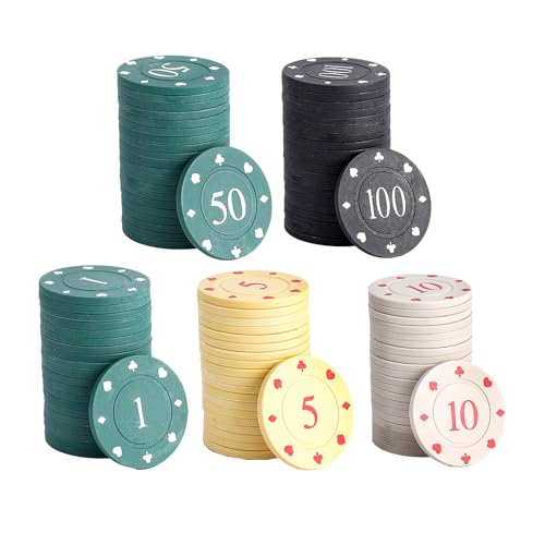 KOAHDE Nummerierte Poker-Chips mit Deck-Box, farbige Zähler-Bingo-Chips, Kunststoff-Münzen, bunte Kunststoff-Zähler, Poker-Chips für Bingo-Karte, Blackjack-Spiele, Spieleabend, Partyzubehör, 100 Stück KOAHDE Nummerierte Poker-Chips mit Deck-Box, farbige Zähler-Bingo-Chips, Kunststoff-Münzen, bunte Kunststoff-Zähler, Poker-Chips für Bingo-Karte, Blackjack-Spiele, Spieleabend, Partyzubehör, 100 Stück von KOAHDE