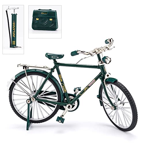 Fahrrad Modell Miniatur Deko Finger 1：32 Geschenk zum Geburtstag, DIY Retro Fahrrad Modell Ornament, Simulation Legierung Fahrrad Modell Kit, Metall Fahrrad Modell Dekoration (Grün) von KOAVAE