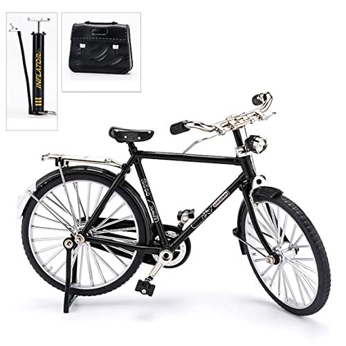Fahrrad Modell Miniatur Deko Finger 1：32 Geschenk zum Geburtstag, DIY Retro Fahrrad Modell Ornament, Simulation Legierung Fahrrad Modell Kit, Metall Fahrrad Modell Dekoration (Schwarz) von KOAVAE