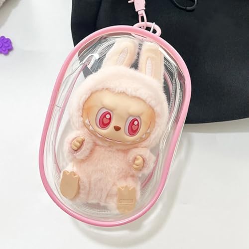 KOBONA Clear Display -Tasche mit Schlüsselbund - Labubu transparente Schutzhülle Spielzeug Elf Puppenabdeckung tragbarer Kleiner Puppenspeicherbeutel Display -Tasche for Labubu -Puppenzube von KOBONA