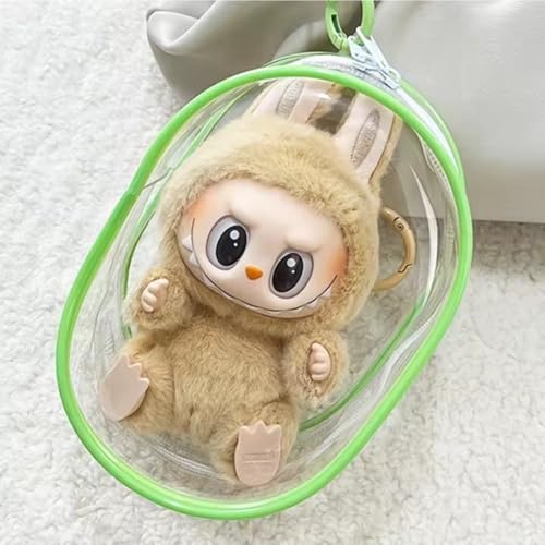 KOBONA Clear Display -Tasche mit Schlüsselbund - Labubu transparente Schutzhülle Spielzeug Elf Puppenabdeckung tragbarer Kleiner Puppenspeicherbeutel Display -Tasche for Labubu -Puppenzube von KOBONA