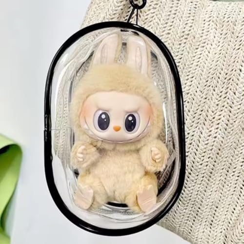 KOBONA Clear Display -Tasche mit Schlüsselbund - Labubu transparente Schutzhülle Spielzeug Elf Puppenabdeckung tragbarer Kleiner Puppenspeicherbeutel Display -Tasche for Labubu -Puppenzube von KOBONA