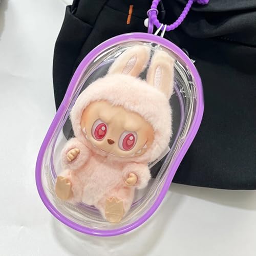 KOBONA Clear Display -Tasche mit Schlüsselbund - Labubu transparente Schutzhülle Spielzeug Elf Puppenabdeckung tragbarer Kleiner Puppenspeicherbeutel Display -Tasche for Labubu -Puppenzube von KOBONA