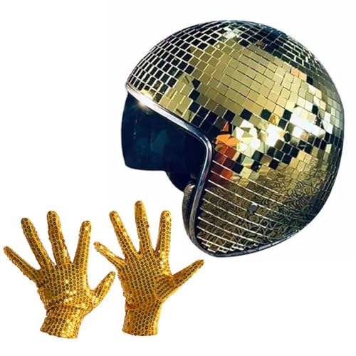 KOBONA Disco Ball Helm, Glitzerhelm mit Spiegelglas for Partys, Lustiger Punkkostümhut mit zurückziehbarem Visier, Disco Ball Hut for Bar, DJ und Clubzubehör KOBONA Disco Ball Helm, Glitzerhelm mit Spiegelglas for Partys, Lustiger Punkkostümhut mit zurückziehbarem Visier, Disco Ball Hut for Bar, DJ und Clubzubehör von KOBONA