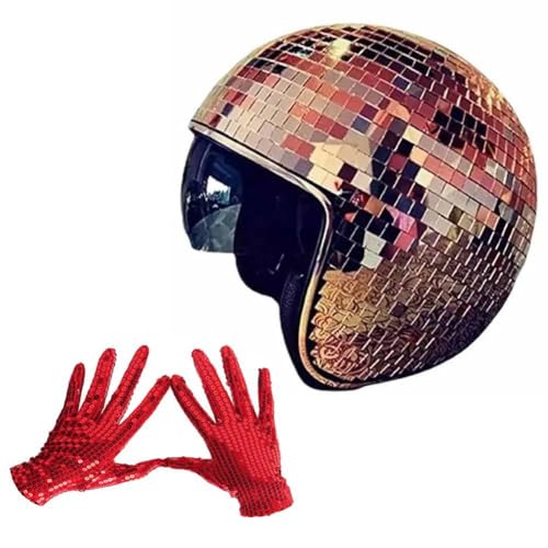 KOBONA Disco Ball Helm, Glitzerhelm mit Spiegelglas for Partys, Lustiger Punkkostümhut mit zurückziehbarem Visier, Disco Ball Hut for Bar, DJ und Clubzubehör KOBONA Disco Ball Helm, Glitzerhelm mit Spiegelglas for Partys, Lustiger Punkkostümhut mit zurückziehbarem Visier, Disco Ball Hut for Bar, DJ und Clubzubehör von KOBONA