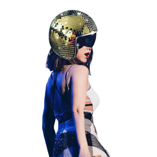 KOBONA Disco Ball Helm, Glitzerhelm mit Spiegelglas for Partys, Lustiger Punkkostümhut mit zurückziehbarem Visier, Disco Ball Hut for Bar, DJ und Clubzubehör KOBONA Disco Ball Helm, Glitzerhelm mit Spiegelglas for Partys, Lustiger Punkkostümhut mit zurückziehbarem Visier, Disco Ball Hut for Bar, DJ und Clubzubehör von KOBONA