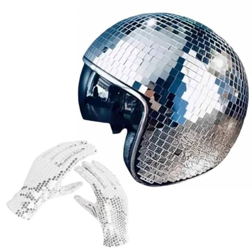 KOBONA Disco Ball Helm, Glitzerhelm mit Spiegelglas for Partys, Lustiger Punkkostümhut mit zurückziehbarem Visier, Disco Ball Hut for Bar, DJ und Clubzubehör KOBONA Disco Ball Helm, Glitzerhelm mit Spiegelglas for Partys, Lustiger Punkkostümhut mit zurückziehbarem Visier, Disco Ball Hut for Bar, DJ und Clubzubehör von KOBONA