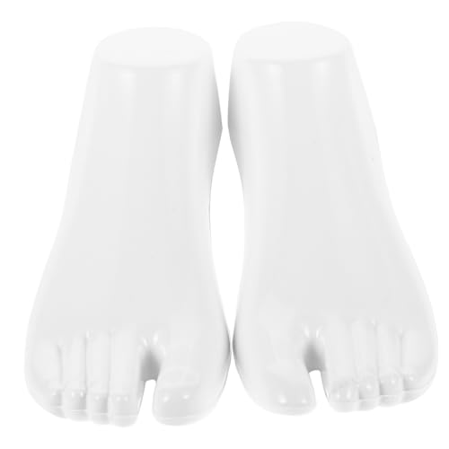 KOCKSHION 1 Paar Fußmodellständer Bein Fußsockenanzeige Zehen Socken-Mannequin-fuß-Display Schuhspanner Damen Schuhfrauen Fußkettchen-ausstellungsmodell Stand Weiß Plastik von KOCKSHION