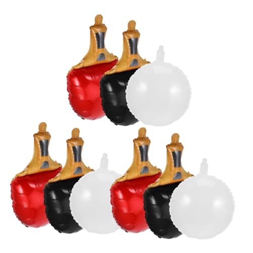 KOCKSHION 9 Stück Teiliges Tischtennis Folienballons Langlebige Wiederverwendbare Sportdekoration Mit Roten und Schwarzen Schlägern Sowie Weißen Bällen für Sportpartys und Outdoor-events von KOCKSHION