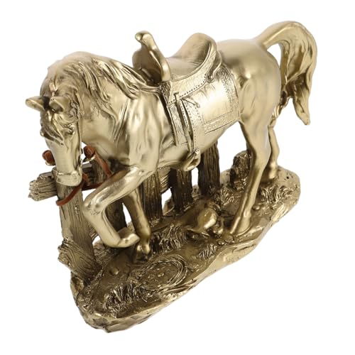 KOCKSHION Pferdeskulptur Aus Kunstharz Stehende Statue Für Heimdekoration Goldene Pferdefigur Tierdekor Für Wohnzimmer Sammlerstück Für Pferdeliebhaber von KOCKSHION
