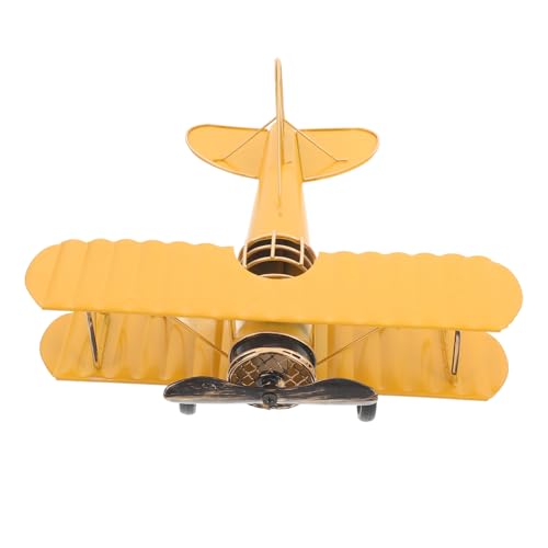 KOCKSHION Retro Metallflugzeug Modell Vintage Tischdekoration für Zuhause Handgefertigtes Flugzeug Ornament Gelb Geeignet für Geschenke und Sammlungen Robustes Design für Langlebige Nutzung von KOCKSHION