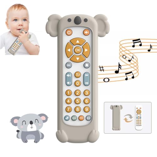 KOESMG Baby TV Fernbedienung Spielzeug mit weicher Silikon Beißring Abdeckung, Musikalisches realistisches Spiel Remote Spielzeug mit Licht und Ton, 3-Sprache Spielzeug für 6M+ Jungen und Mädchen KOESMG Baby TV Fernbedienung Spielzeug mit weicher Silikon Beißring Abdeckung, Musikalisches realistisches Spiel Remote Spielzeug mit Licht und Ton, 3-Sprache Spielzeug für 6M+ Jungen und Mädchen von KOESMG
