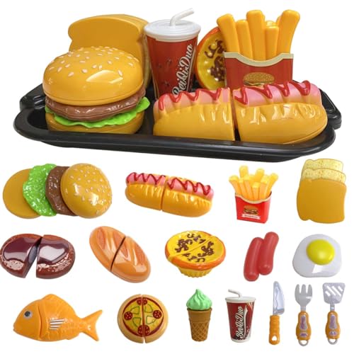 Spielen Lebensmittel Spielzeug Set für Kinder Küche, vorgeben Abnehmbare Fast Food Playset Schneiden Spielzeug mit Hamburger & Pommes Frites Combo, Rollenspiel pädagogische Küche Spielzeug für Kinder Spielen Lebensmittel Spielzeug Set für Kinder Küche, vorgeben Abnehmbare Fast Food Playset Schneiden Spielzeug mit Hamburger & Pommes Frites Combo, Rollenspiel pädagogische Küche Spielzeug für Kinder von KOESMG