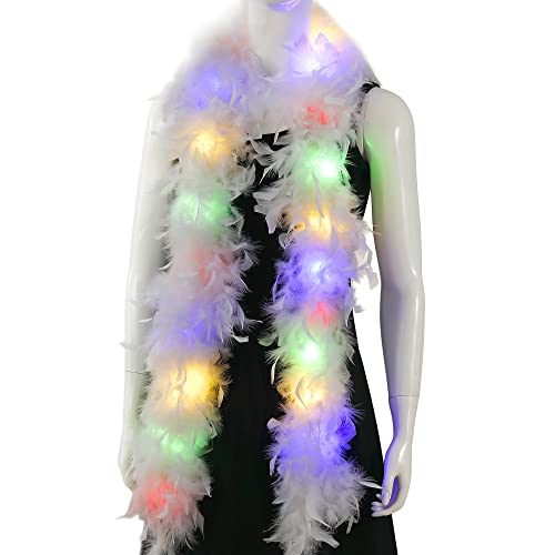 45 g weiße Federboa, 2 Yards Truthahnboa-Federn für Partys, Weihnachten, Hochzeiten, Kostüme, Konzerte, Haustiere und Heimdekoration (45 g weiß) von KOGMMYSEVP