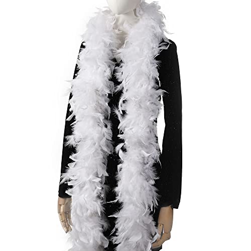 45 g weiße Federboa, 2 Yards Truthahnboa-Federn für Partys, Weihnachten, Hochzeiten, Kostüme, Konzerte, Haustiere und Heimdekoration (45 g weiß) von KOGMMYSEVP