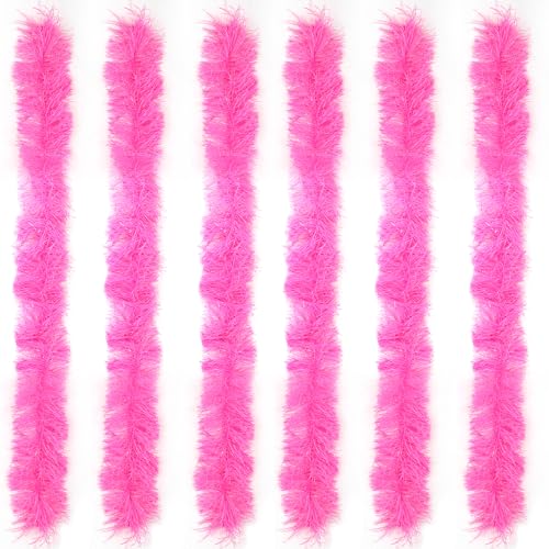 6 Stück Federboas Rose Rot Künstliche Flauschige Boas Dekoration Verkleidung für Frauen Verkleidung für Mädchen Verkleiden Tanzen Hochzeit Party Cosplay Halloween (Rosa) von KOGMMYSEVP