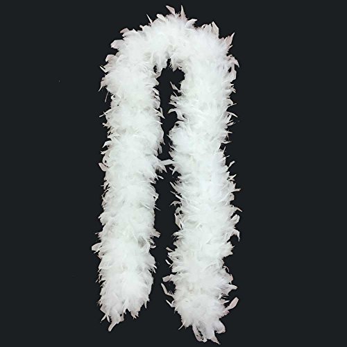 60 g dicke, weiße Boa, 2 m lang, Junggesellinnenabschied, Zubehör, Kostümparty, Cosplay, 1920er-Jahre, Burlesque-Feder-Schal, Einheitsgröße von KOGMMYSEVP