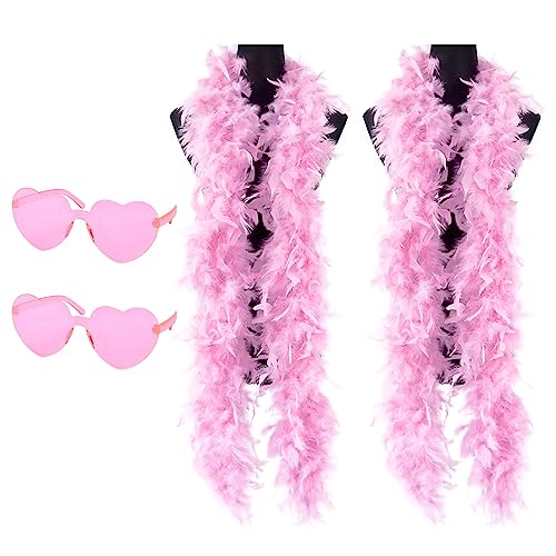 Bunte Federboas, Federboas mit Herz, randlose Sonnenbrille, 2 m, natürliche Truthahnfedern, Kostüm, Federschal für Tanzen, Hochzeit, Party, Cosplay, Halloween, Schwarz Bunte Federboas, Federboas mit Herz, randlose Sonnenbrille, 2 m, natürliche Truthahnfedern, Kostüm, Federschal für Tanzen, Hochzeit, Party, Cosplay, Halloween, Schwarz von KOGMMYSEVP