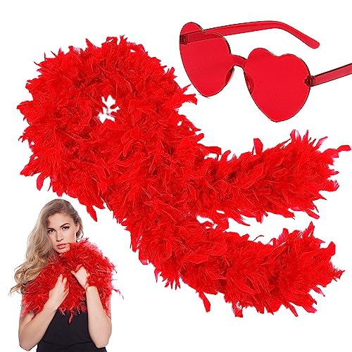 Dunkelblaue Federboa für Damen und Mädchen, 80 g, natürliche Truthahnfederboas und Herz-Sonnenbrille, Verkleidung für Erwachsene, Kinder, flauschiger Federschal für Tanzen, Junggesellinnenabschied Dunkelblaue Federboa für Damen und Mädchen, 80 g, natürliche Truthahnfederboas und Herz-Sonnenbrille, Verkleidung für Erwachsene, Kinder, flauschiger Federschal für Tanzen, Junggesellinnenabschied von KOGMMYSEVP