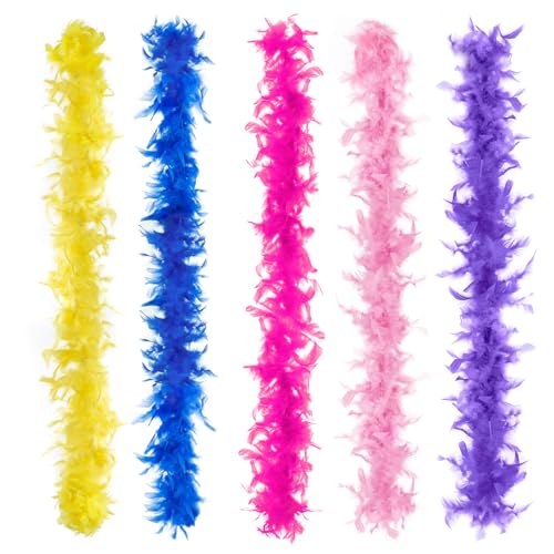 Federboa für Damen, Federboas zum Basteln, Partyzubehör, Mädchen, Kostüm, Schwarz, 5 Stück Federboa für Damen, Federboas zum Basteln, Partyzubehör, Mädchen, Kostüm, Schwarz, 5 Stück von KOGMMYSEVP