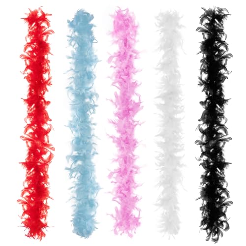 Federboa für Damen, Federboas zum Basteln, Partyzubehör, Mädchen, Kostüm, Schwarz, 5 Stück Federboa für Damen, Federboas zum Basteln, Partyzubehör, Mädchen, Kostüm, Schwarz, 5 Stück von KOGMMYSEVP