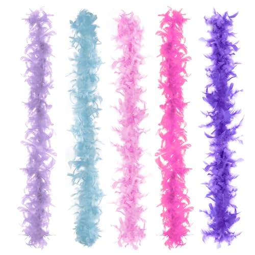 Federboa für Damen, Federboas zum Basteln, Partyzubehör, Mädchen, Kostüm, Schwarz, 5 Stück Federboa für Damen, Federboas zum Basteln, Partyzubehör, Mädchen, Kostüm, Schwarz, 5 Stück von KOGMMYSEVP