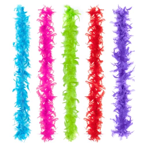 Federboa für Damen, Federboas zum Basteln, Partyzubehör, Mädchen, Kostüm, Schwarz, 5 Stück Federboa für Damen, Federboas zum Basteln, Partyzubehör, Mädchen, Kostüm, Schwarz, 5 Stück von KOGMMYSEVP