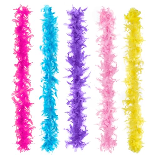 Federboa für Damen, Federboas zum Basteln, Partyzubehör, Mädchen, Kostüm, Schwarz, 5 Stück von KOGMMYSEVP