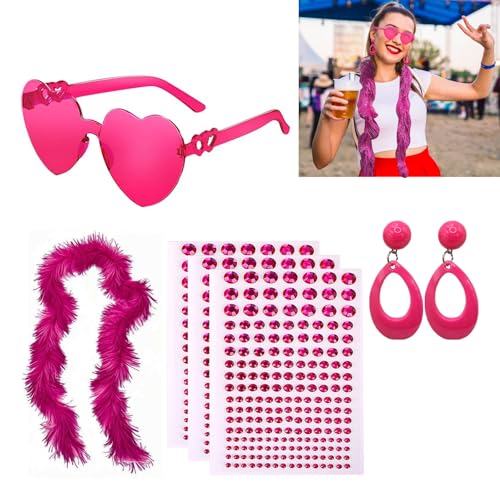 Federboas Multipack-Set: Federboa, herzförmige Sonnenbrille, Gesichts-Strasssteine, 1 Paar Ohrringe, Federboa rosa für Tanzen, Hochzeiten und Retro-Partys Federboas Multipack-Set: Federboa, herzförmige Sonnenbrille, Gesichts-Strasssteine, 1 Paar Ohrringe, Federboa rosa für Tanzen, Hochzeiten und Retro-Partys von KOGMMYSEVP