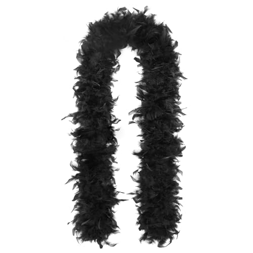 Schwarze Federboa, 60 g, schwarze Truthahnfederboa für Weihnachten, Festivals, Stolz, Junggesellenabschied, Halloween, 2 m von KOGMMYSEVP